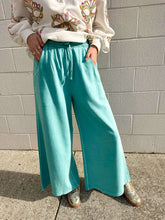Load image into Gallery viewer, Around Town Turquoise Terry Washed Pants