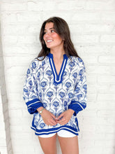 Load image into Gallery viewer, Year Of Flowers Blue Top
