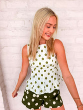 Load image into Gallery viewer, Cherry On Top Green Polka Dot Top