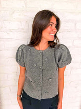 Load image into Gallery viewer, Treat Yourself Floral Charcoal Knit Top