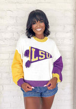 Load image into Gallery viewer, Queen Of Sparkles LSU Pennant Sweater