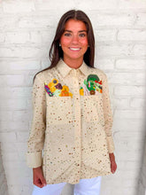 Load image into Gallery viewer, Queen Of Sparkles Beige Rhinestone Fall Pocket Button Up