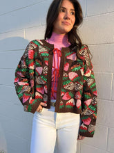 Load image into Gallery viewer, Queen Of Sparkles Brown Multi Chocolate Strawberry Cream Tie Up Sweater