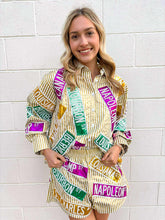 Load image into Gallery viewer, Queen Of Sparkles Metallic Gold Stripe Nola Street Tile Top