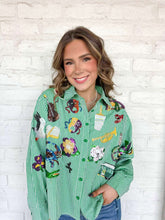 Load image into Gallery viewer, Queen Of Sparkles Green &amp; White Gingham Mardi Gras Icon Top