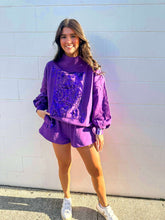 Load image into Gallery viewer, Queen Of Sparkles Purple Queen Mock Neck Sweatshirt