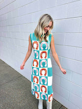 Load image into Gallery viewer, Queen Of Sparkles Teal Checkered Horse Shoe Dress