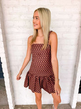Load image into Gallery viewer, Temporary Stop Mocha Polka Dot Dress