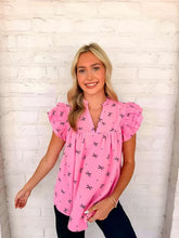 Load image into Gallery viewer, Bow Print Pink Top