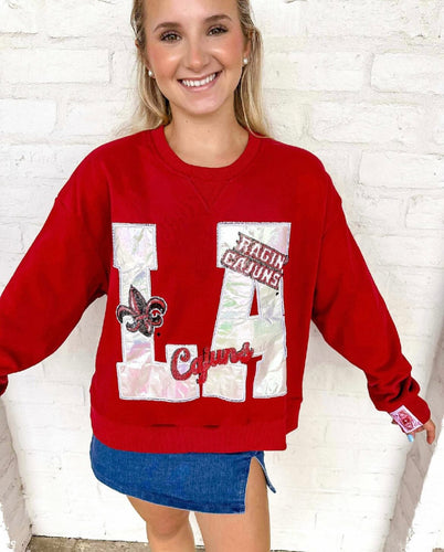 Queen Of Sparkles University Of Louisiana At Lafayette Metallic Icon Sweatshirt