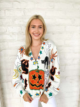 Load image into Gallery viewer, Queen Of Sparkles Ivory Halloween Icon Button Up Cardigan