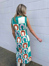 Load image into Gallery viewer, Queen Of Sparkles Teal Checkered Horse Shoe Dress