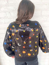 Load image into Gallery viewer, Queen Of Sparkles Black Full Sequin Pumpkin Mini Icon Sweater