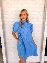 Load image into Gallery viewer, Deal With It Blue Puff Sleeve Dress
