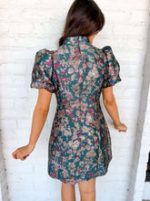 Load image into Gallery viewer, Take It All Teal Mock Bubble Sleeve Dress