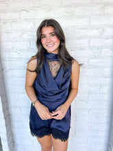 Load image into Gallery viewer, Pass Me By Dark Navy Romper