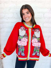 Load image into Gallery viewer, Queen Of Sparkles Red Rainbow Santa Button Up Cardigan