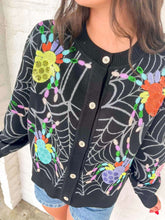 Load image into Gallery viewer, Queen Of Sparkles Black Multi Spider Cardigan