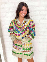 Load image into Gallery viewer, Queen Of Sparkles Gold Mega Bead Button Up Collar Dress