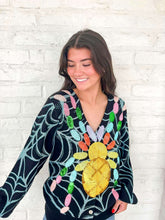 Load image into Gallery viewer, Queen Of Sparkles Black Multi Spider On Web Cardigan