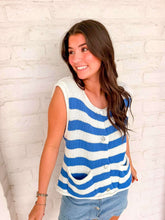 Load image into Gallery viewer, Here We Go Blue Stripe Top