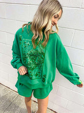 Load image into Gallery viewer, Queen Of Sparkles Queen Card Emerald Logo Mock Neck Sweatshirt