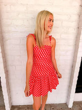 Load image into Gallery viewer, Temporary Stop Red Polka Dot Dress