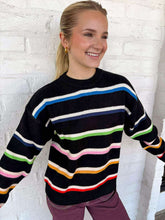 Load image into Gallery viewer, THML Stripe Love Black Sweater
