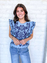Load image into Gallery viewer, THML Singing Blues Ruffle Sleeve Top
