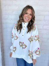 Load image into Gallery viewer, Iridescent Mask Mock Neck Button Up (front &amp; back)