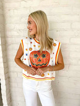 Load image into Gallery viewer, Queen Of Sparkles White Full Sequin Pumpkin Icon Vest