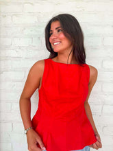 Load image into Gallery viewer, THML Peplum Pose Red Top