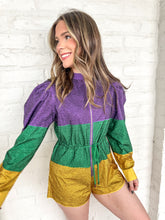 Load image into Gallery viewer, Queen Of Sparkles Purple, Green, &amp; Gold Full Rhinestone Romoer