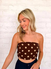 Load image into Gallery viewer, Welcome Back Brown Polka Dot Tube Top