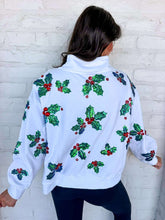 Load image into Gallery viewer, Queen Of Sparkles White Holly QOS Card Logo Mockneck Sweatshirt