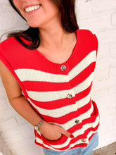 Load image into Gallery viewer, Here We Go Red Stripe Top