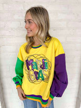 Load image into Gallery viewer, Mardi Gras Bead Color Block Sweatshirt