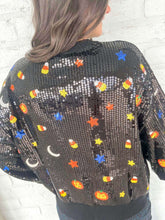 Load image into Gallery viewer, Queen Of Sparkles Black Full Sequin Pumpkin Mini Icon Sweater