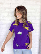 Load image into Gallery viewer, Queen Of Sparkles LSU Mini Icon Purple Tee