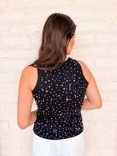 Load image into Gallery viewer, Queen Of Sparkles Black Multi Rhinestone Tank Top