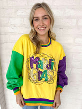 Load image into Gallery viewer, Mardi Gras Bead Color Block Sweatshirt