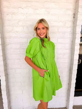 Load image into Gallery viewer, Deal With It Green Puff Sleeve Dress