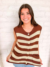 Load image into Gallery viewer, Here We Go Brown Stripe Top
