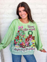 Load image into Gallery viewer, Queen Of Sparkles Light Green 'Twas the Night Before Christmas' Tree Scene Sweatshirt