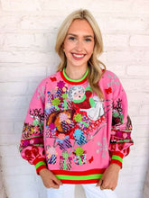 Load image into Gallery viewer, Queen Of Sparkles Hot Pink Vintage Mrs. Claus Sleigh Sweatshirt