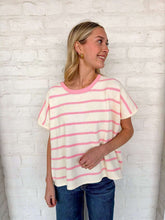 Load image into Gallery viewer, Set A Goal Dark Pink Striped Sweater Top
