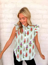 Load image into Gallery viewer, Floral Features Mint Mix Top