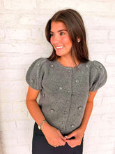 Load image into Gallery viewer, Treat Yourself Floral Charcoal Knit Top