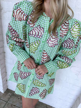 Load image into Gallery viewer, Queen Of Sparkles Green Gingham Christmas Tree Cookies Cotton Dress