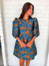 Load image into Gallery viewer, Spring Meadow Floral Brown Jacquard Dress
